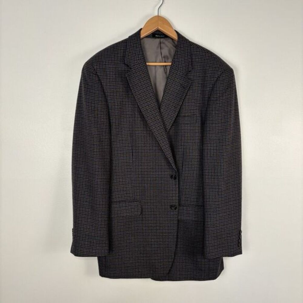 Chaps Woolmark Men’s Grey Blue Tweed 100% Wool 2 Button Blazer Sports Jacket 44L